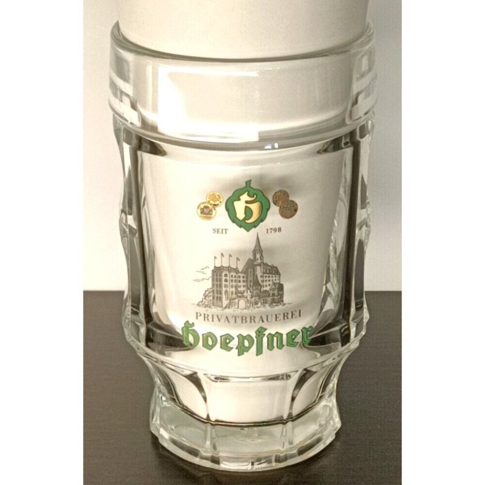 Hoepfner Privatbrauerei Seit 1798 Square Dimpled Glass Stein German Beer